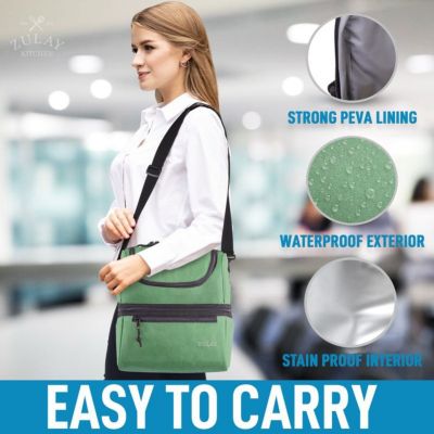 Insulated Lunch Bag Dual Compartment with Adjustable Strap