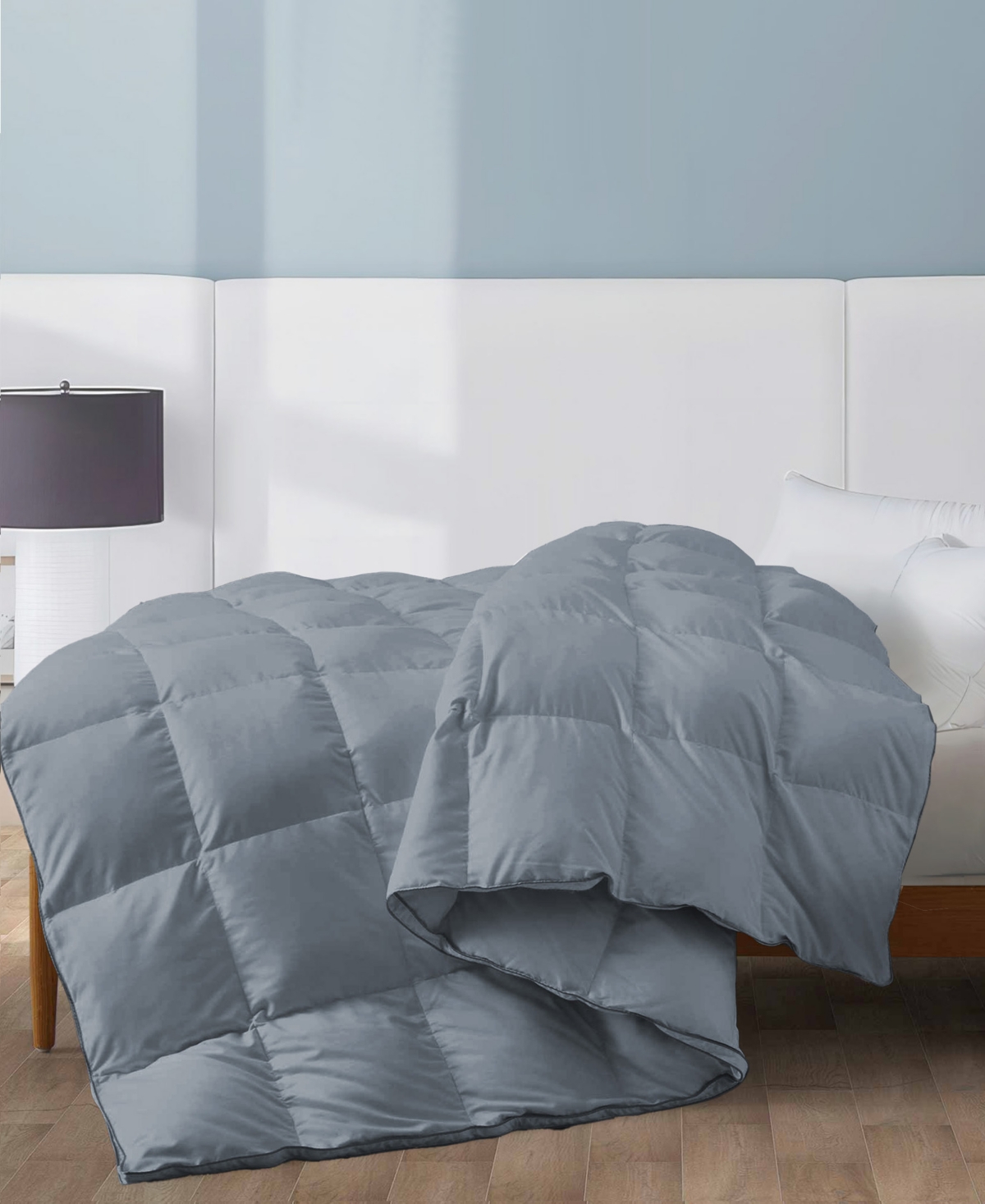 Unikome Cozy Medium Warmth Down Feather Fiber Comforter, California King In Dark Gray