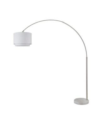 Modern 81" Tall Standing Adjustable Arched Floor Lamp with Double Drum Shade and Marble Base