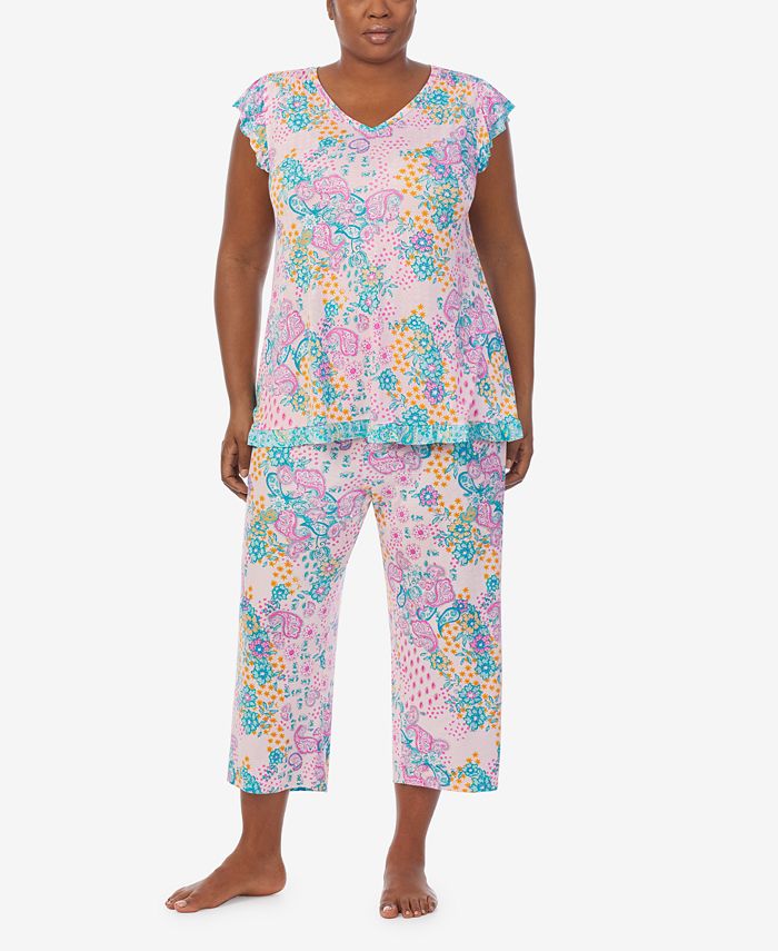 Ellen Tracy Women's 2 Piece Pajama Set with Cropped Pants - Macy's