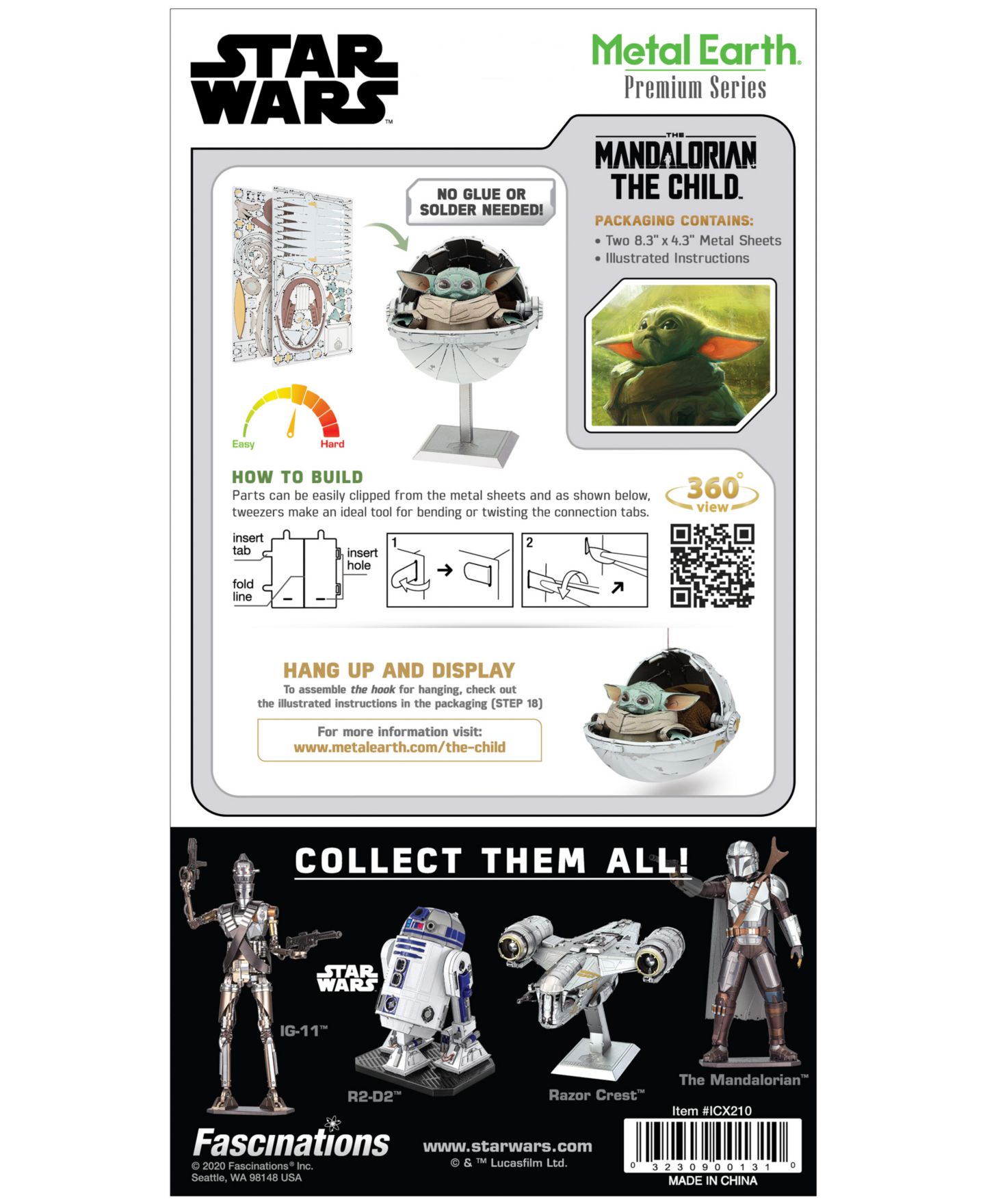 Детские конструкторы University Games Star Wars The Child Iconx 3D Metal Model Kit, Ages 14+ — фото 3