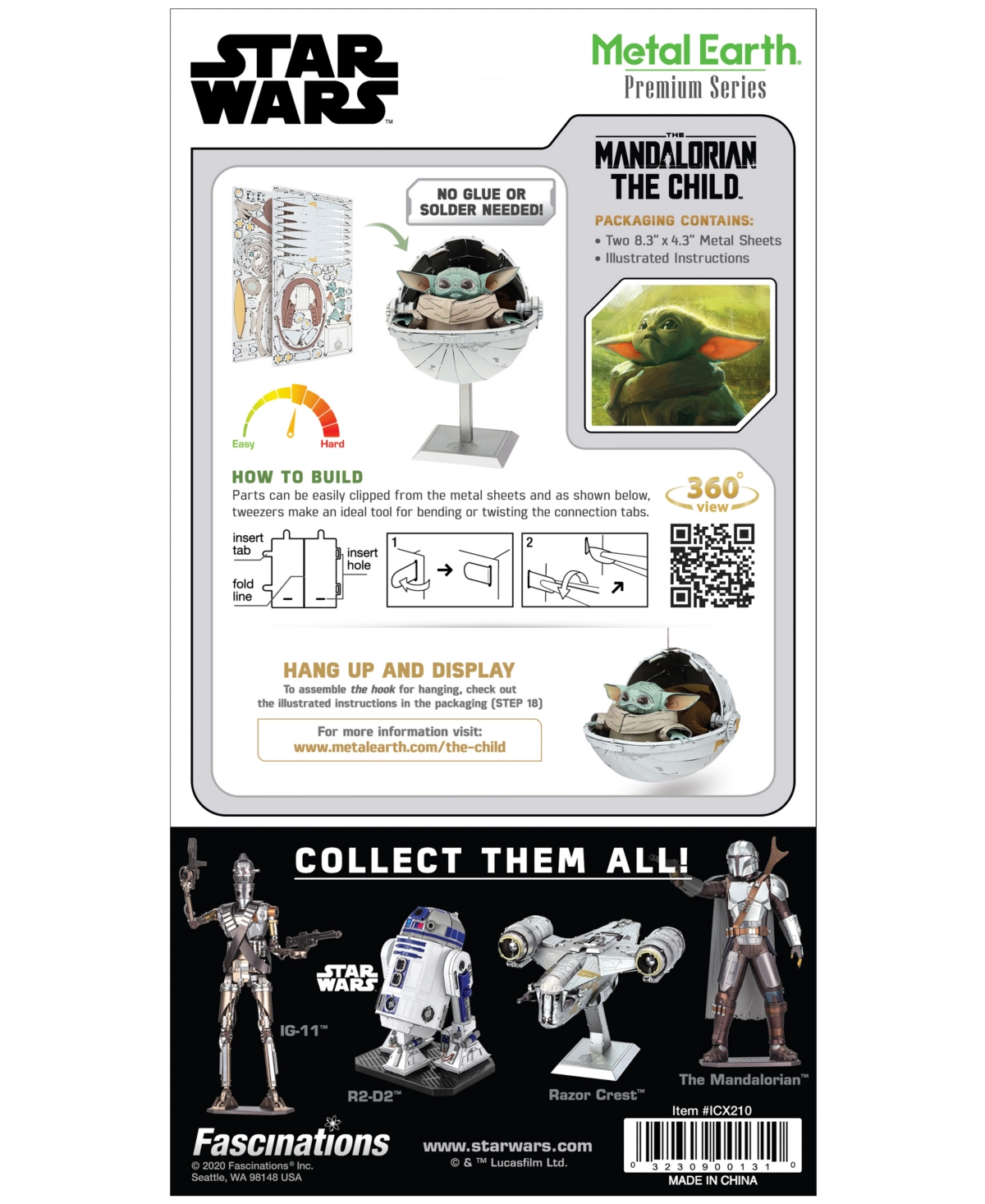Shop University Games Fascinations Metal Earth Premium Series Iconx 3d Metal Model Kit Star Wars The Mandalorian The Child In No Color
