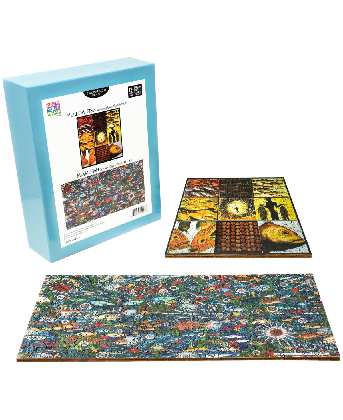 University Games Kids' Areyougame.com Wooden Jigsaw Puzzle Set Miami Fish, 413 Pieces In No Color