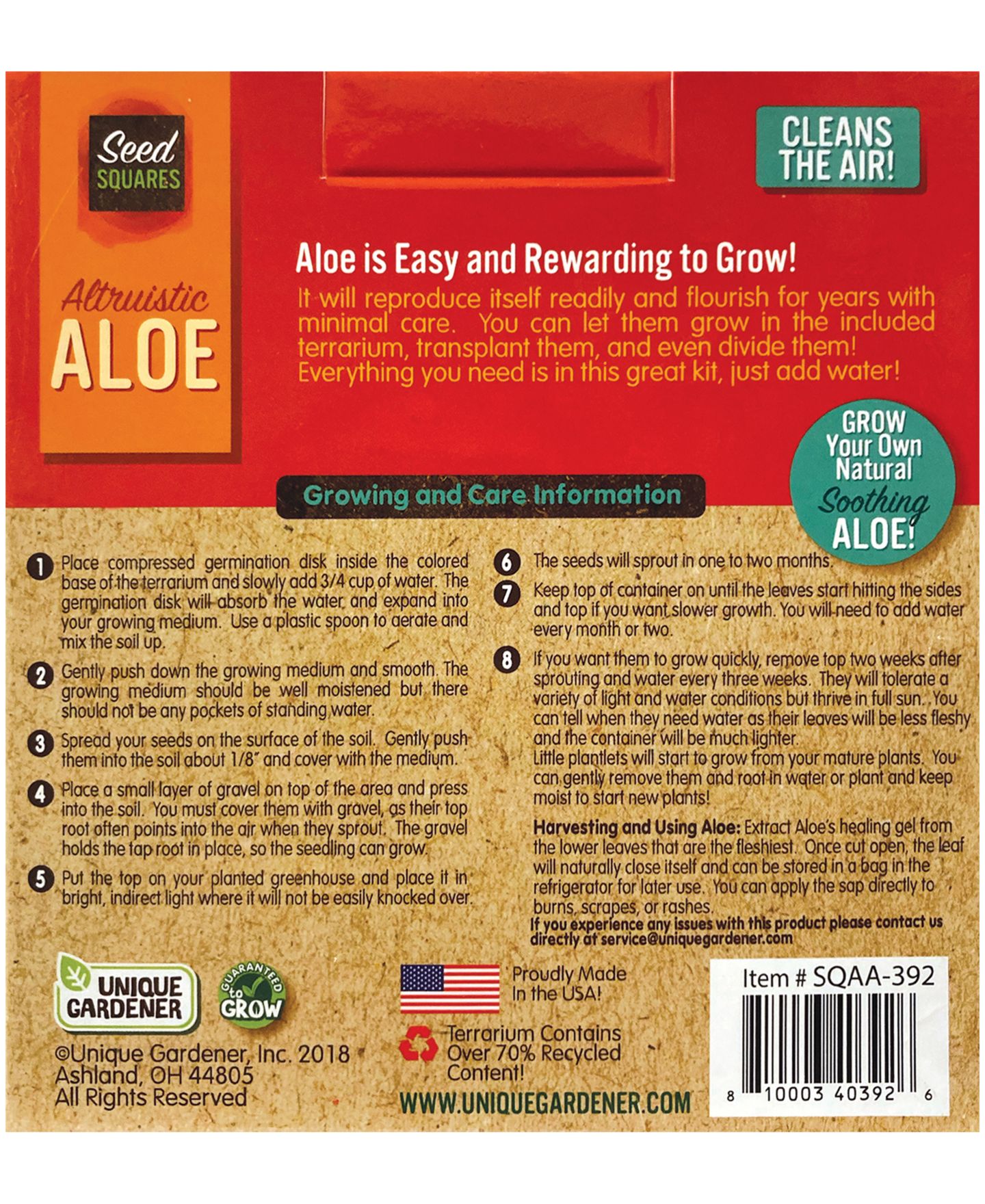 Детские игрушки Areyougame Seed Squares Altruistic Aloe Plant Growing Kit, Ages 4+ — фото 6