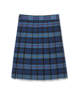 Big Girls Adjustable Waist Mid-Length Plaid Pleated Skirt