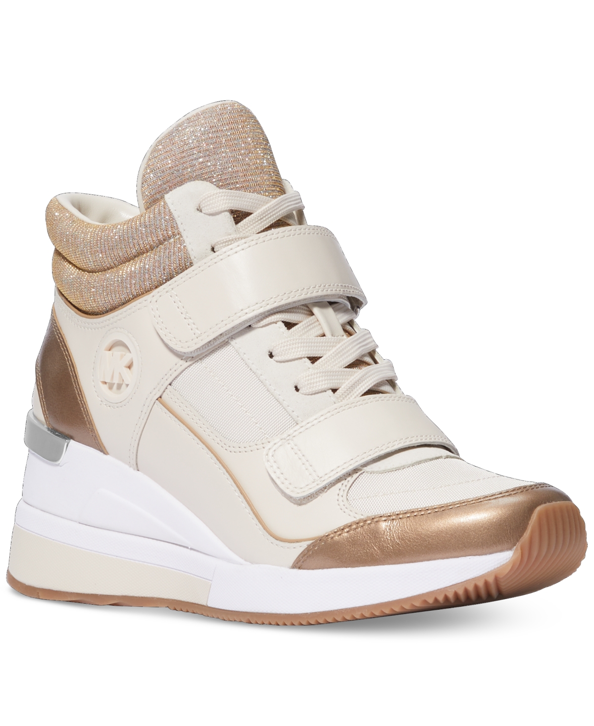 Michael Kors Michael  Women's Gentry Lace-up Strap High Top Sneakers In Camel Multi