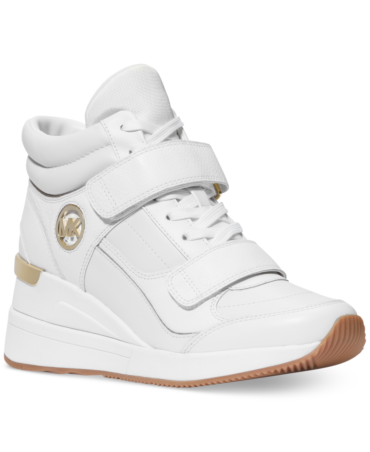 Michael Kors Michael  Women's Gentry Lace-up Strap High Top Sneakers In Optic White