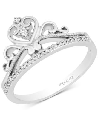 Enchanted Disney Fine Jewelry - Diamond Princess Tiara Ring (1/10 ct. t.w.) in Sterling Silver