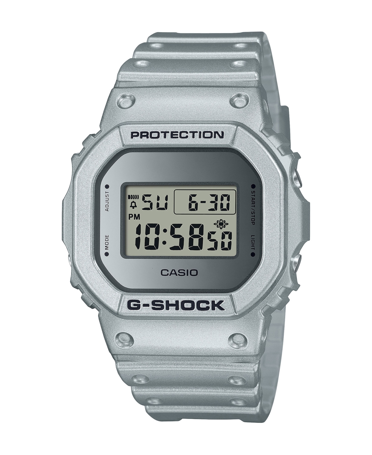 Men's Digital Silver-Tone Resin Watch 43.8mm, DW5600FF-8 - Silver