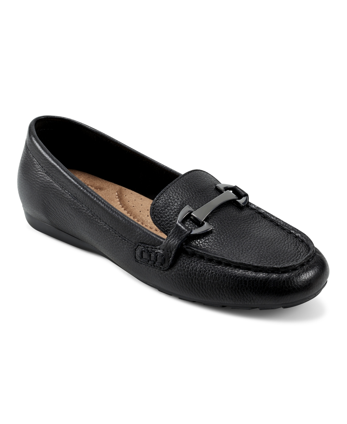 Easy Spirit Women's Paula Round Toe Casual Slip-on Loafers In Black Leather