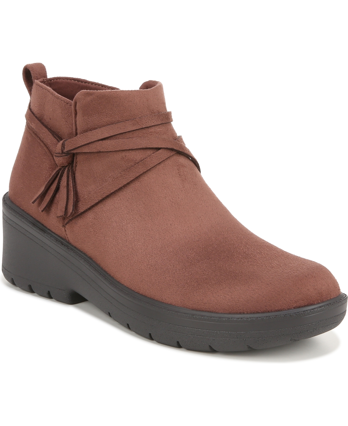 Bzees Blaine Wedge Bootie In Brown Microfiber