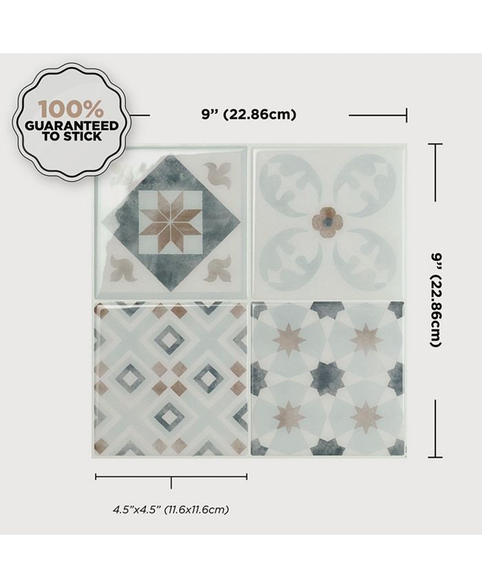 The Smart Tiles Smart Tiles Vintage Parma 9 in. X 9 in. Peel and Stick ...