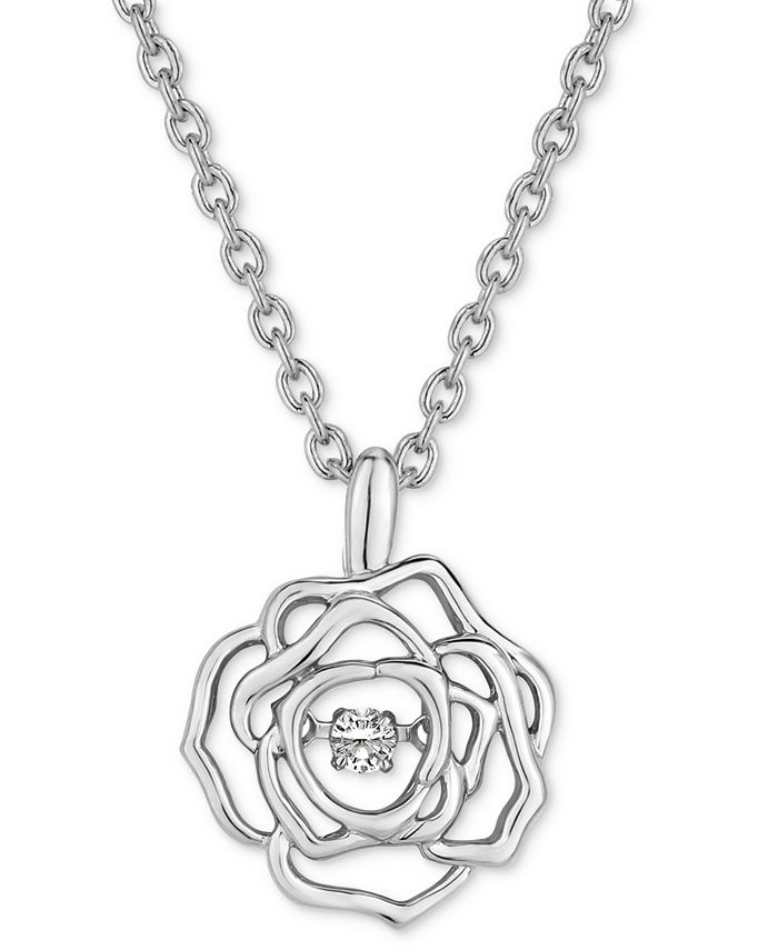 Enchanted Disney Fine Jewelry Diamond Openwork Rose Pendant Necklace (1