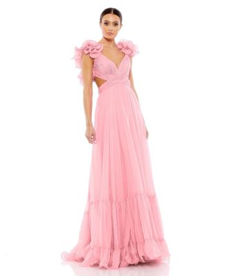 MAC DUGGAL Women's Ruffle Tiered Cut-Out Chiffon Gown - Macy's