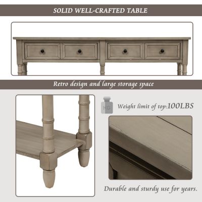 Simplie Fun Console Table Sofa Table Easy Assembly With Two Storage Drawers And Bottom Shelf