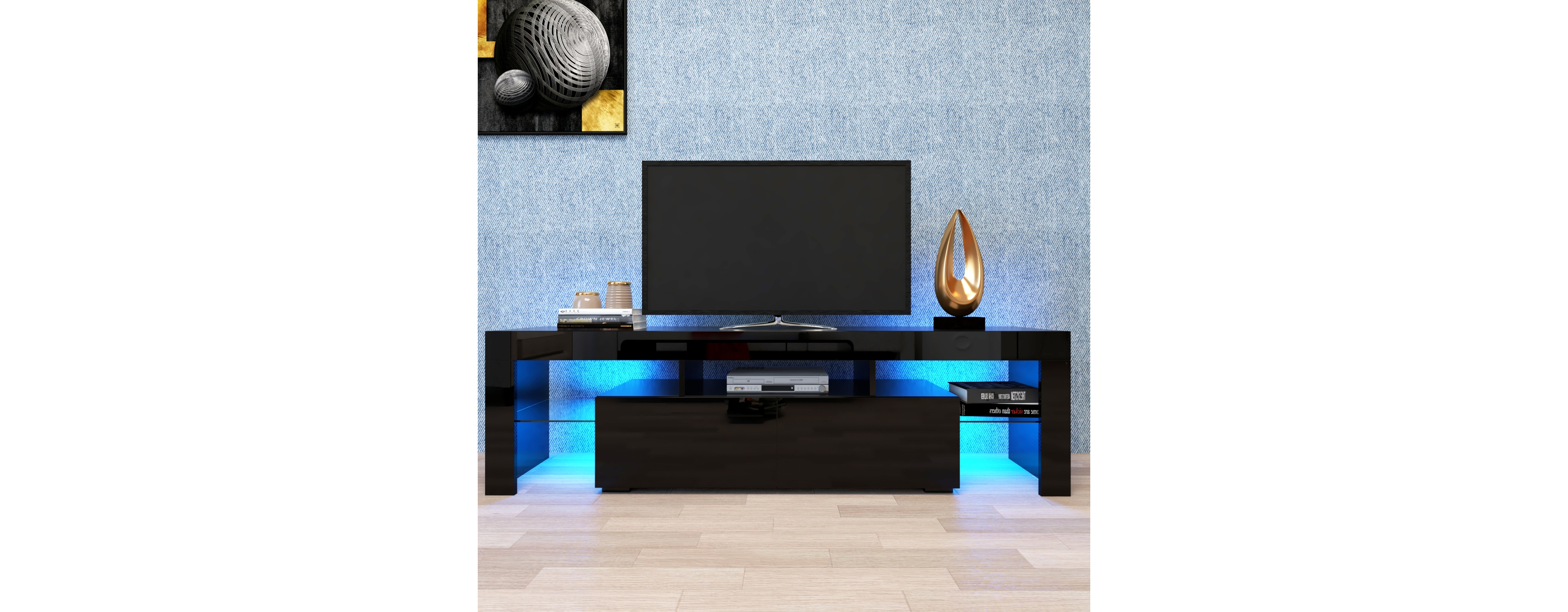 Streamdale Modern Tv Stand, 20S Led Tv Stand with Remote Control Lights