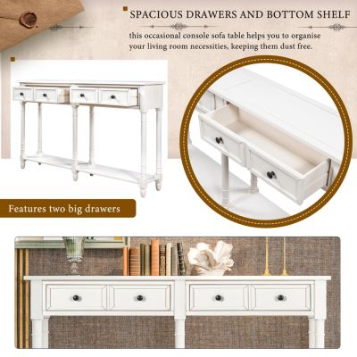 Simplie Fun Console Table Sofa Table Easy Assembly With Two Storage Drawers And Bottom Shelf