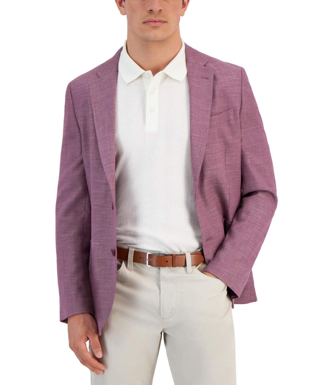 Men’s Vintage Style Suits, Classic Suits Nautica Mens Modern-Fit Active Stretch Woven Solid Sport Coat - Solid Pink $295.00 AT vintagedancer.com