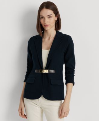 Lauren Ralph Lauren - Women's Buckle-Trim Cotton-Blend Knit Blazer
