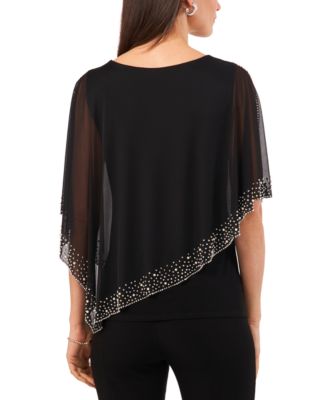 Women's Beaded Overlay Cape Top