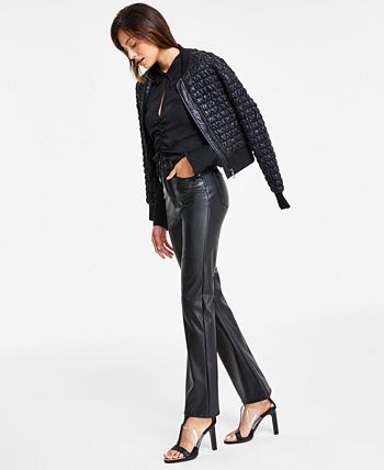 DKNY Jeans Women's Boreum Faux-Leather Flare Pants - Macy's