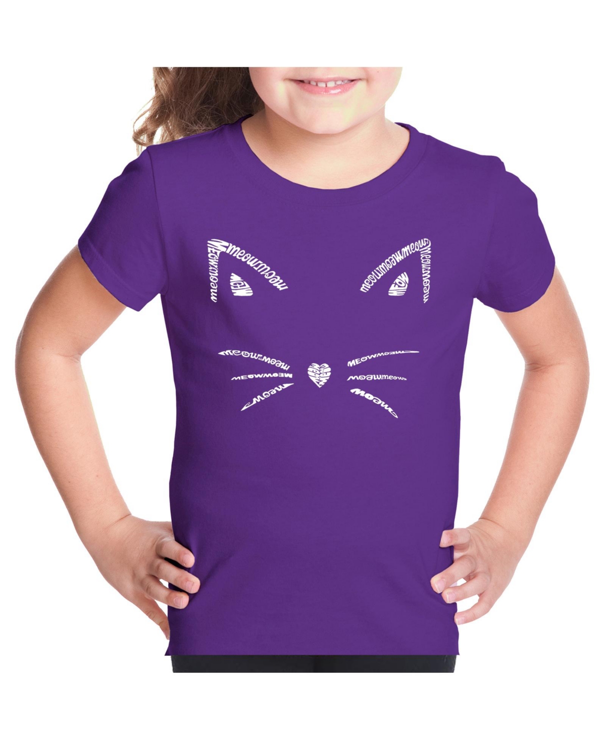 La Pop Art Big Girl's Word Art T-shirt In Purple