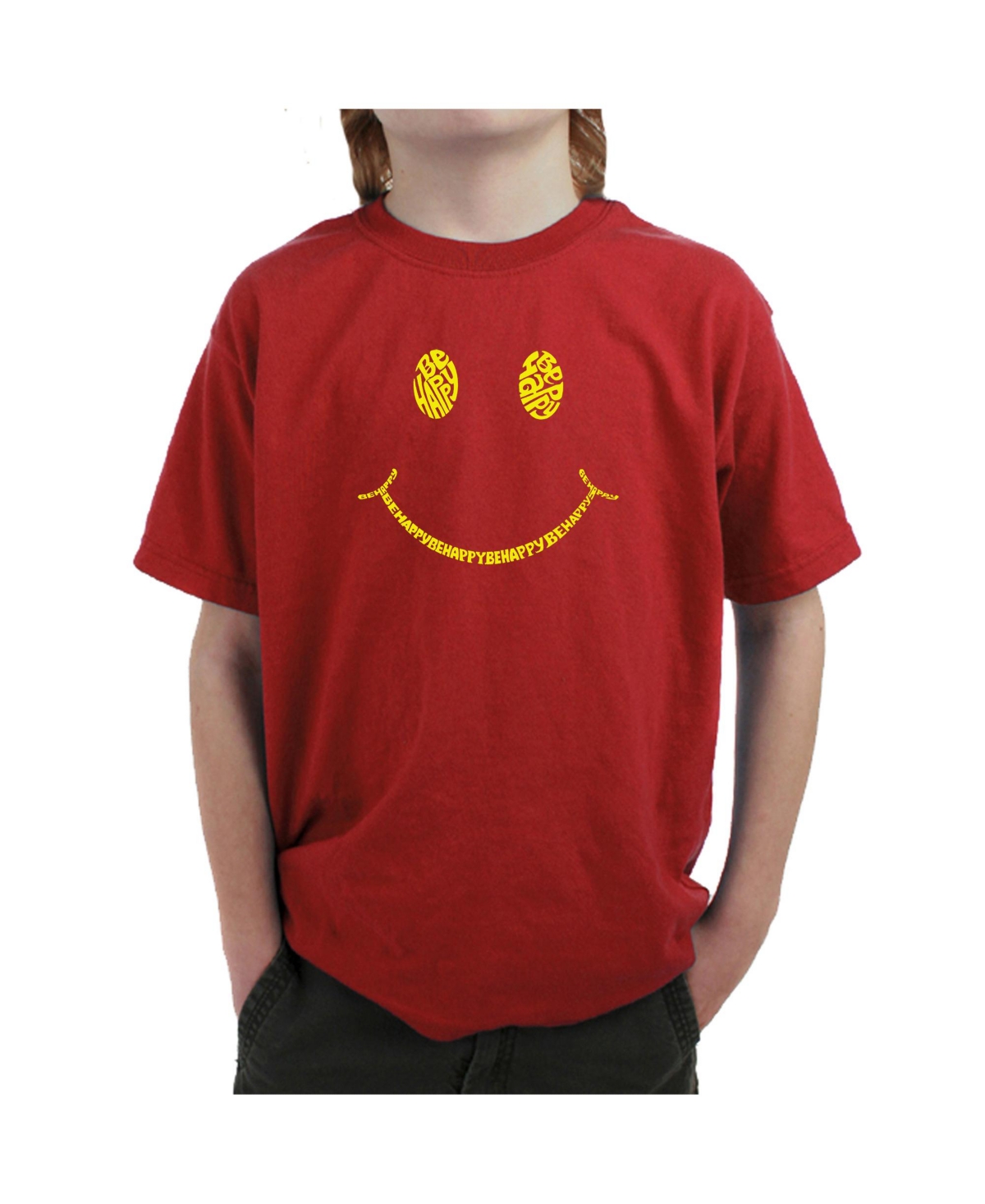 Big Boy's Word Art T-shirt - Be Happy Smiley Face