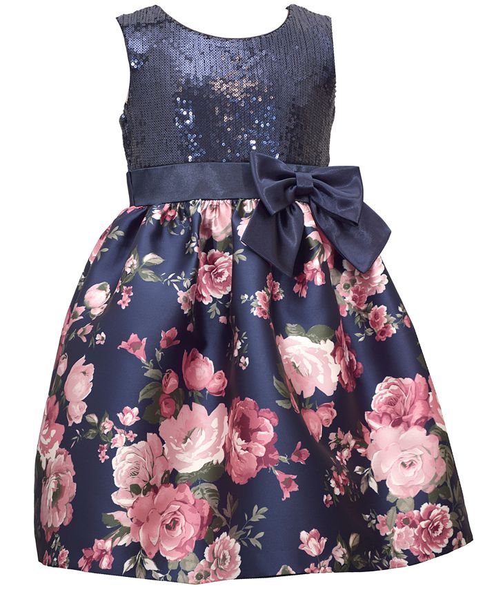Bonnie Jean Little Girls Sleeveless Sequin Floral Mikado Dress - Macy's