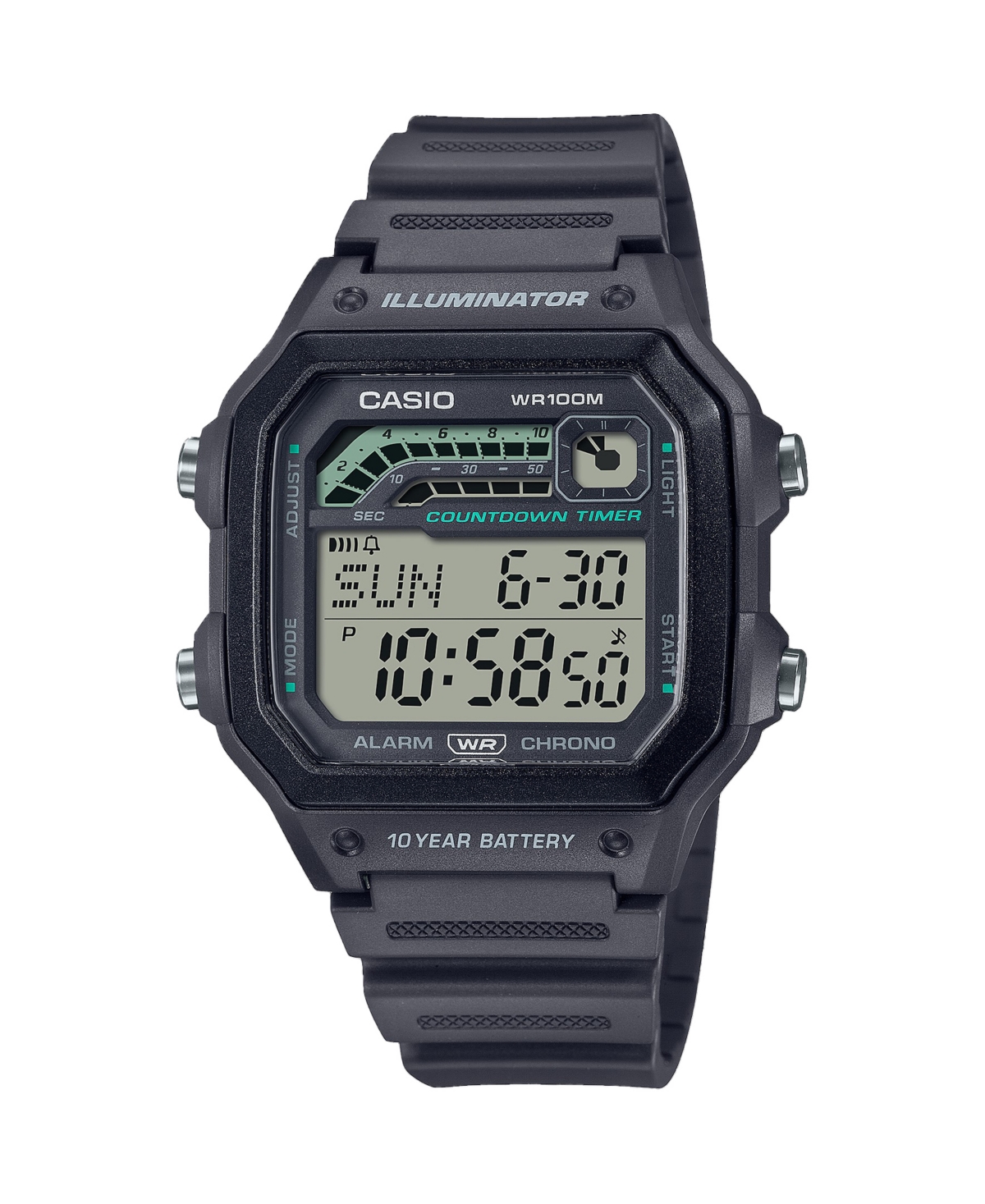 Casio Men's Digital Gray Resin Watch 42.1mm, Ws1600h-8av