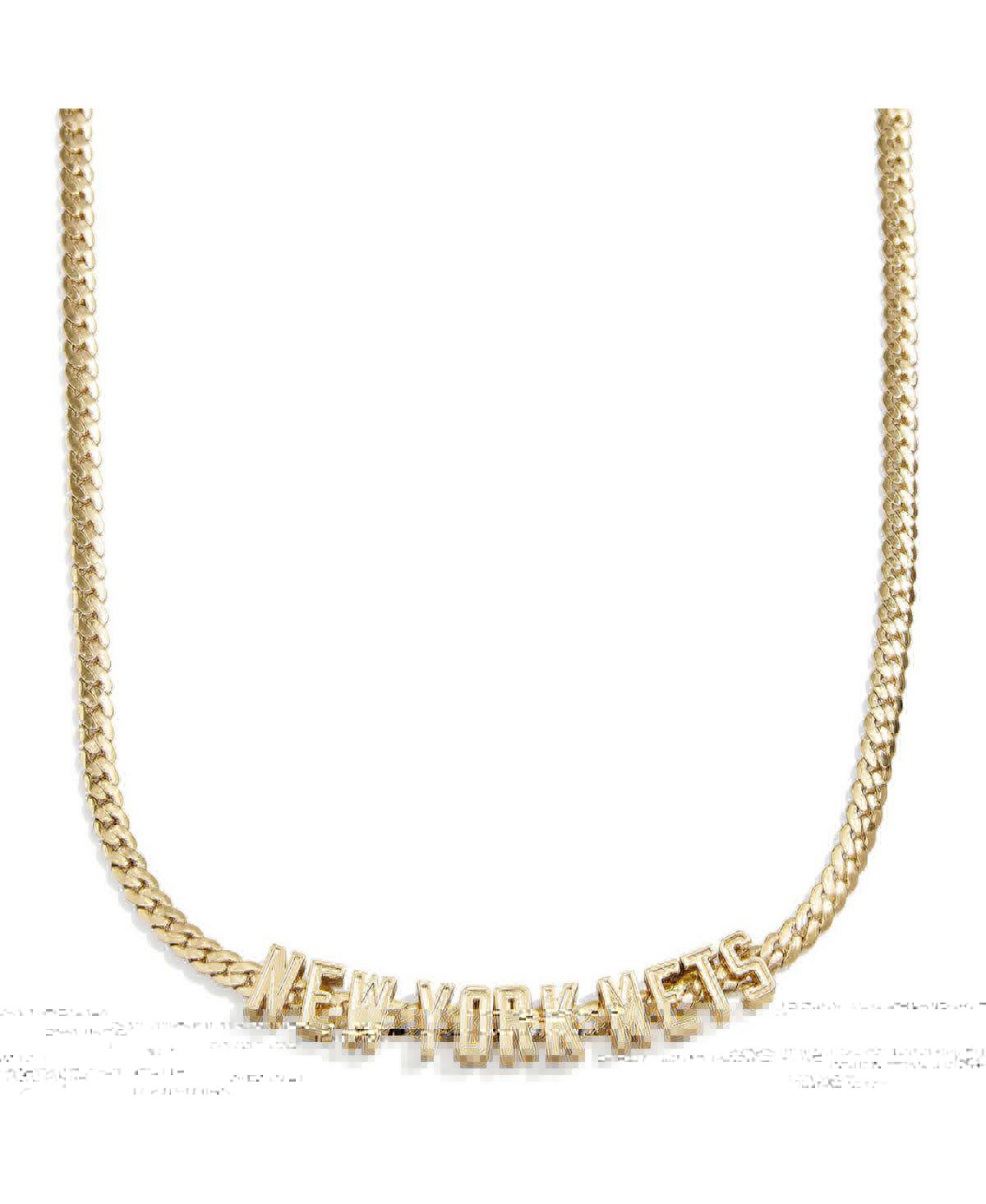 Shop Baublebar Women's  New York Mets Curb Necklace In Gold-tone