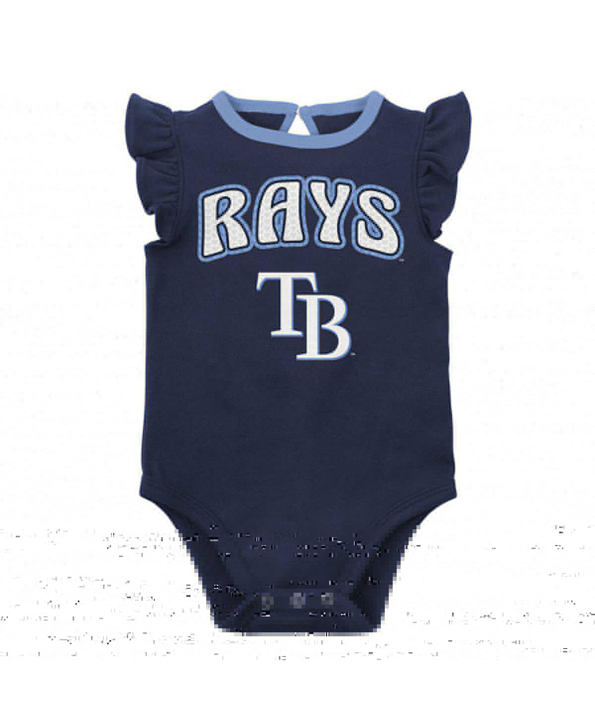 Outerstuff Newborn And Infant Boys And Girls Navy, Heather Gray Tampa Bay Rays Little Fan Two-pack Bodysuit Set In Navy,heather Gray