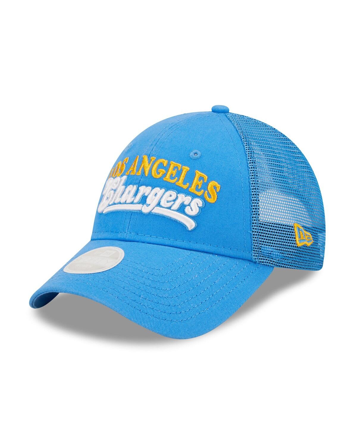 Shop New Era Women's  Powder Blue Los Angeles Chargers Team Trucker 9forty Snapback Hat