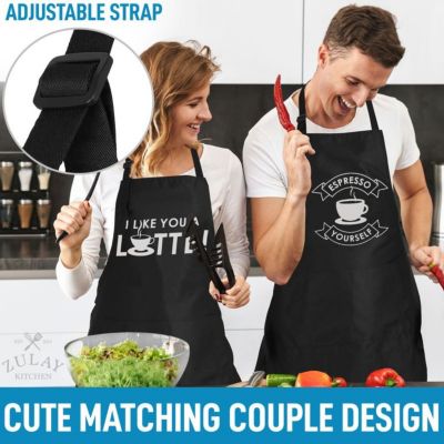 Funny Aprons for Men, Women & Couples 2-Pc.