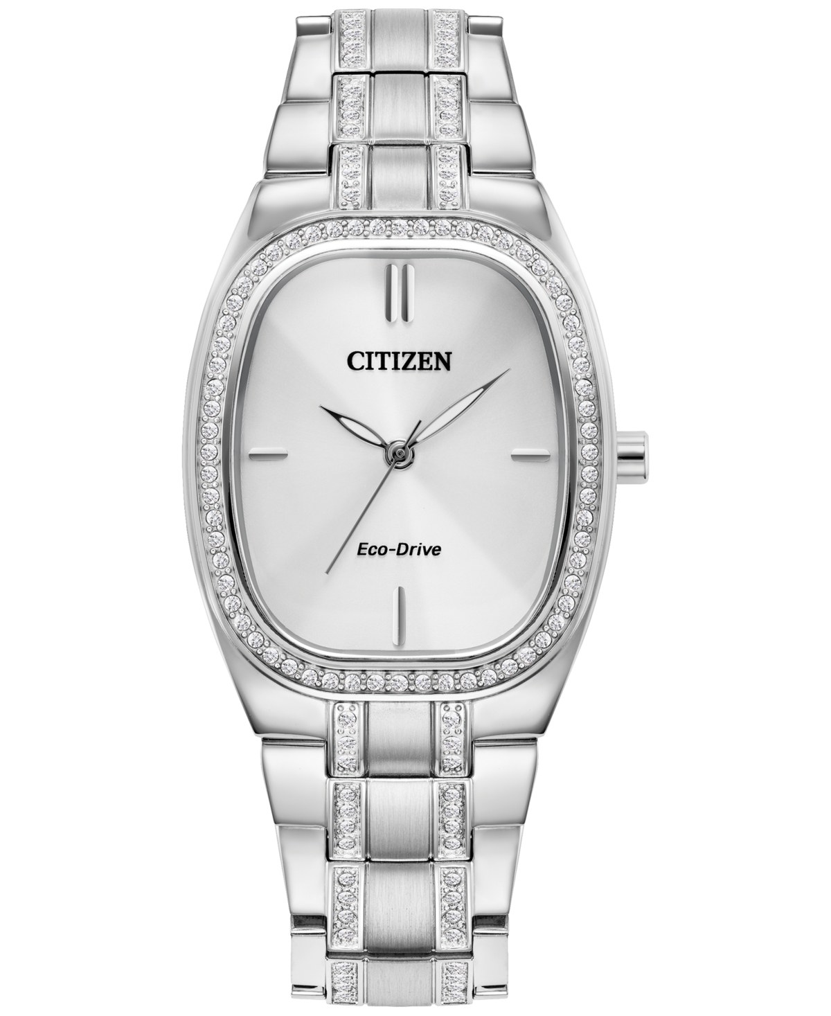 Citizen Eco-drive Women's Crystal Stainless Steel Bracelet Watch 28mm, Created For Macy's In Silver-tone