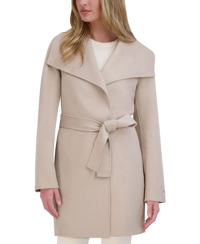 Tahari Women's Doubled-Faced Belted Wrap Coat - Macy's