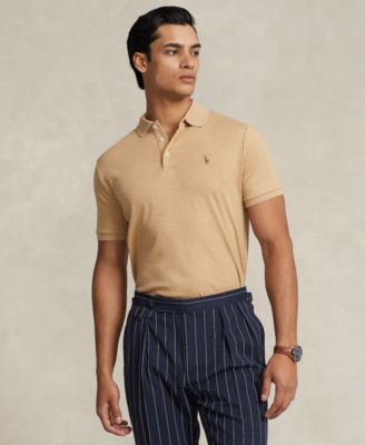 폴로 랄프로렌 Polo Ralph Lauren Mens Custom Slim Fit Soft Cotton Polo Shirt,Classic Camel Heather