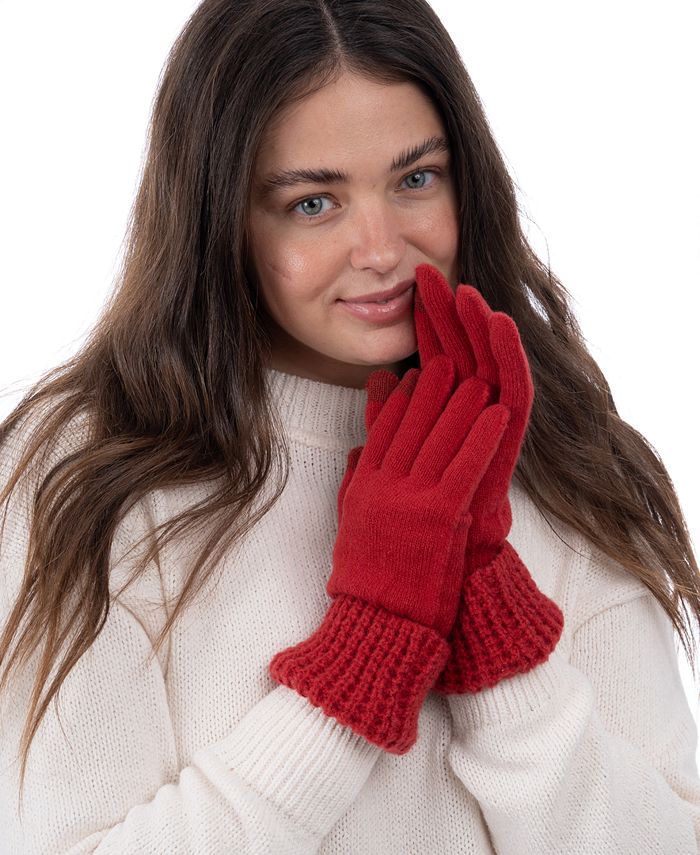 Style & Co Women's WaffleKnit Cuff Solid Gloves, Created for Macy's