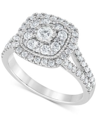 Macy's - Diamond Halo Cluster Ring (1 ct. t.w.) in 10k White Gold