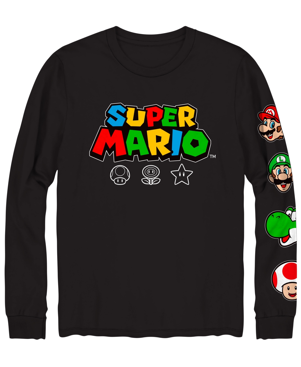 Men's Super Mario Long Sleeve T-shirt - Black