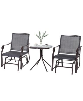 Set of 3 Rocking Glider Chair w/ Table Mesh Patio Outdoor Furniture,