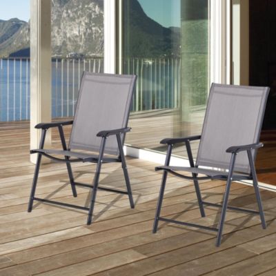 Set of 2 Outdoor Folding Chairs for Patio, Camping, Beach,