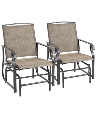 2pc Outdoor Glider Chair Set, Patio Swing Armchair Furniture,