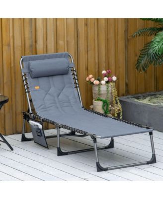 Outdoor Padded Folding Chaise Lounge Chair with Reclining,