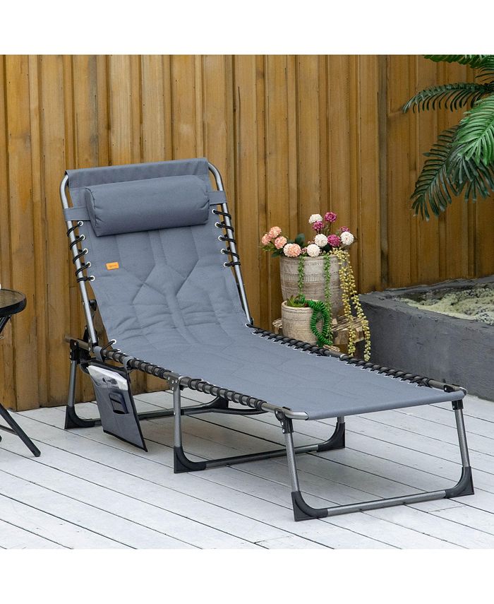Outsunny Outdoor Folding Chaise Lounge Chair, Portable Lightweight