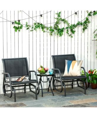 Outdoor Gliders with Breathable Mesh Fabric Curved Armrests,