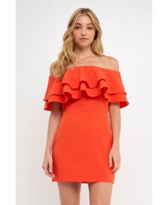 Women's Ruffled Off Shoulder Mini Dress