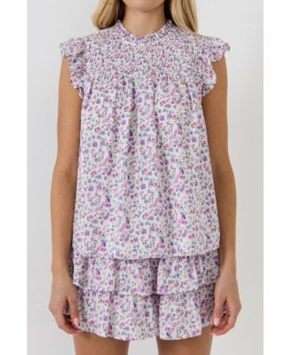 Women's Floral Print Sleeveless Blouse