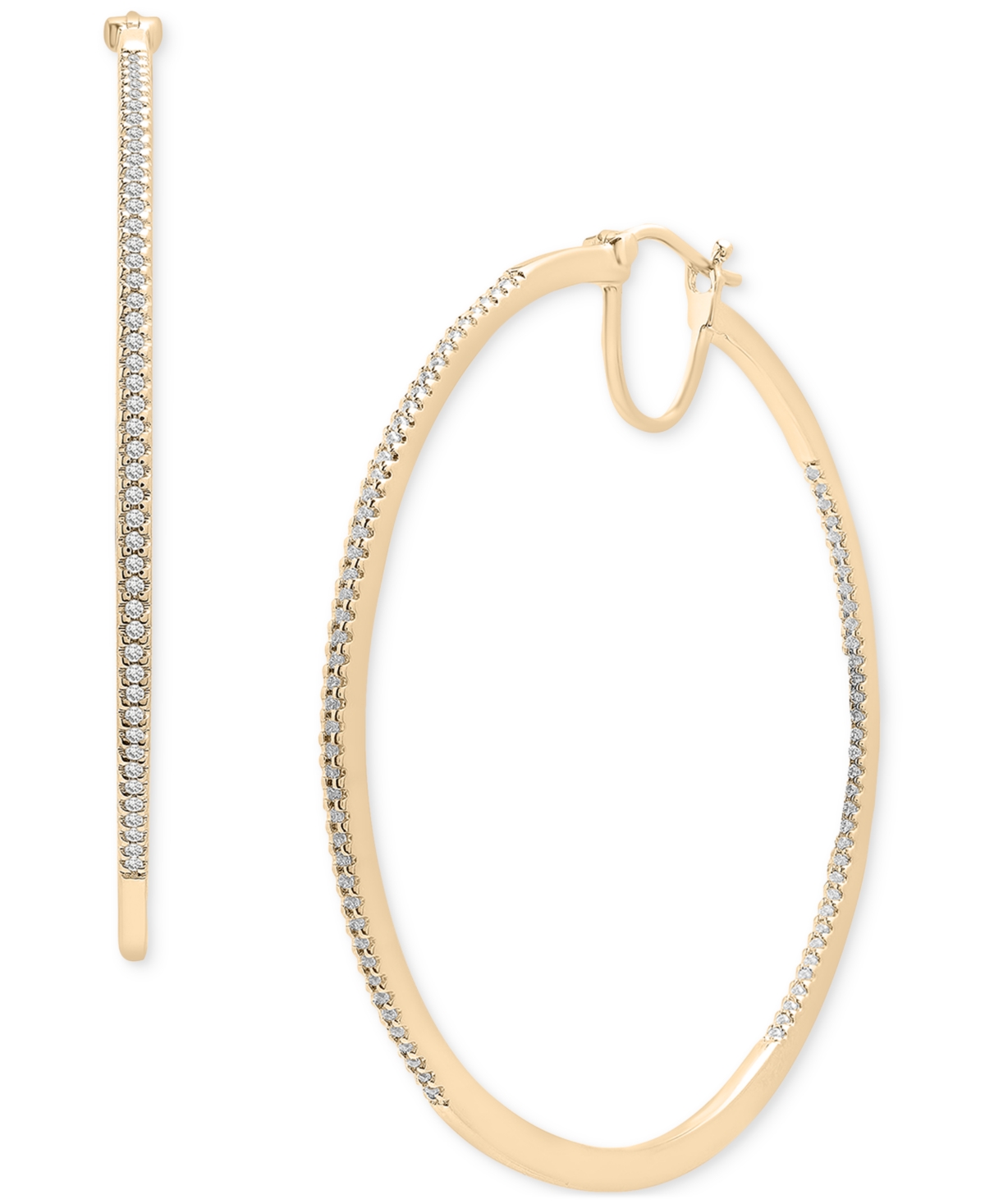 Shop Wrapped Diamond In & Out Medium Hoop Earrings (1/2 Ct. T.w.) In Sterling Silver Or 14k Gold-plated S In Gold-plated Sterling Silver