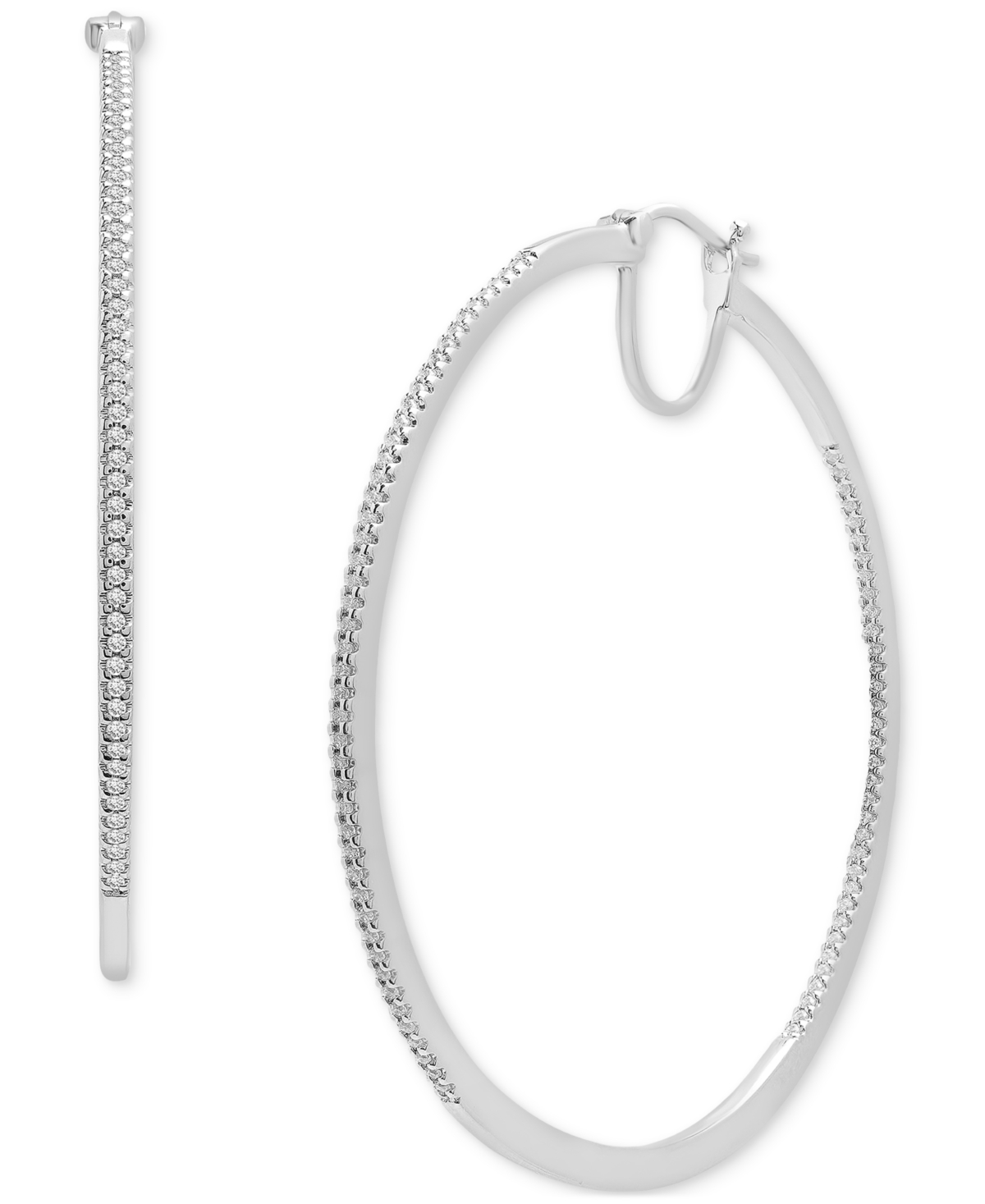 Wrapped Diamond In & Out Medium Hoop Earrings (1/2 Ct. T.w.) In Sterling Silver Or 14k Gold-plated S