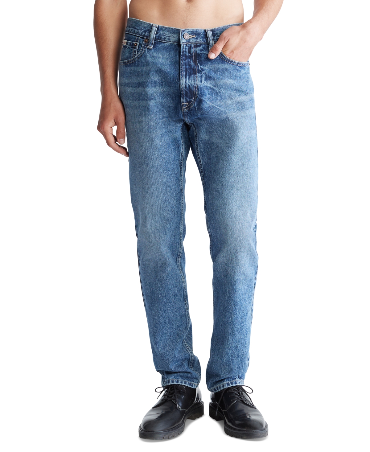 Calvin Klein Men's Standard Straight-fit Stretch Jeans In Tinted Ck Stone